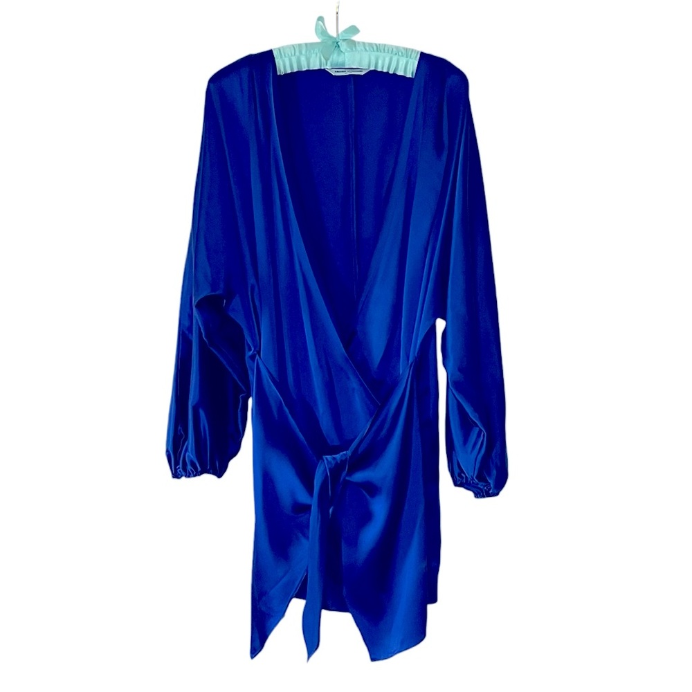 Amanda Uprichard 100% Silk Faux Wrap Tunic Top Size M READ Balloon Sleeves